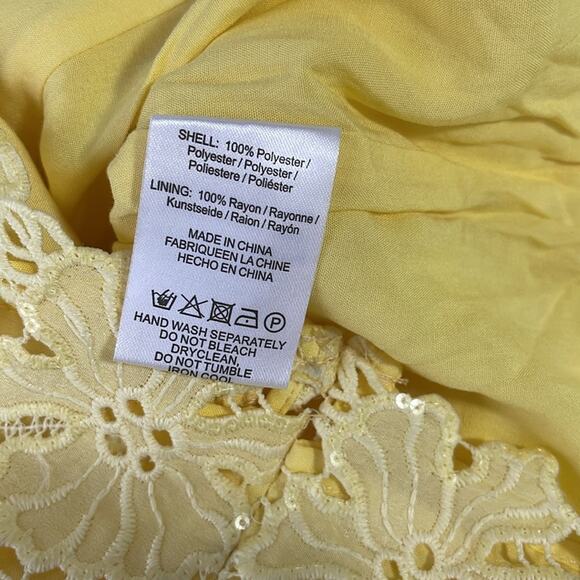 Pre-loved SAU LEE Lemon Yellow Rae Floral Sequin Lace Overlay Mini Dress Size 0 - Picture 8 of 8